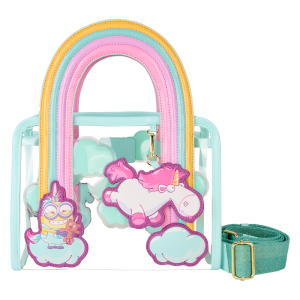 Minions Fluffy Unicorn Rainbow Clear Mini Tote Crossbody Bag