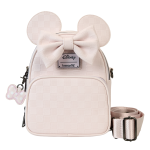Minnie Mouse Checkered Texture Convertible Mini Backpack & Crossbody Bag