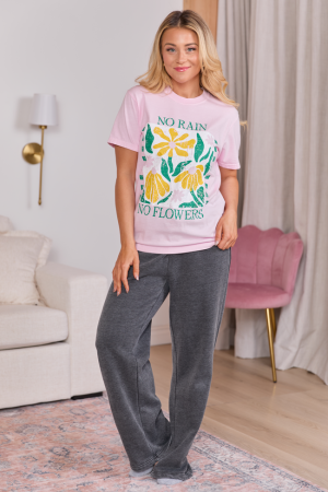 No Rain No Flowers Light Pink Graphic Tee SALE
