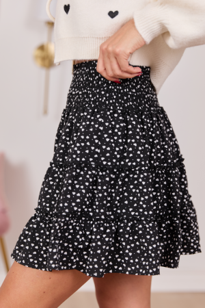 Through The Garden Black Mini Hearts Skort